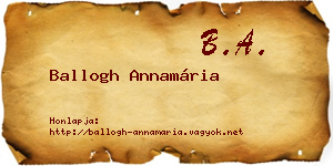 Ballogh Annamária névjegykártya